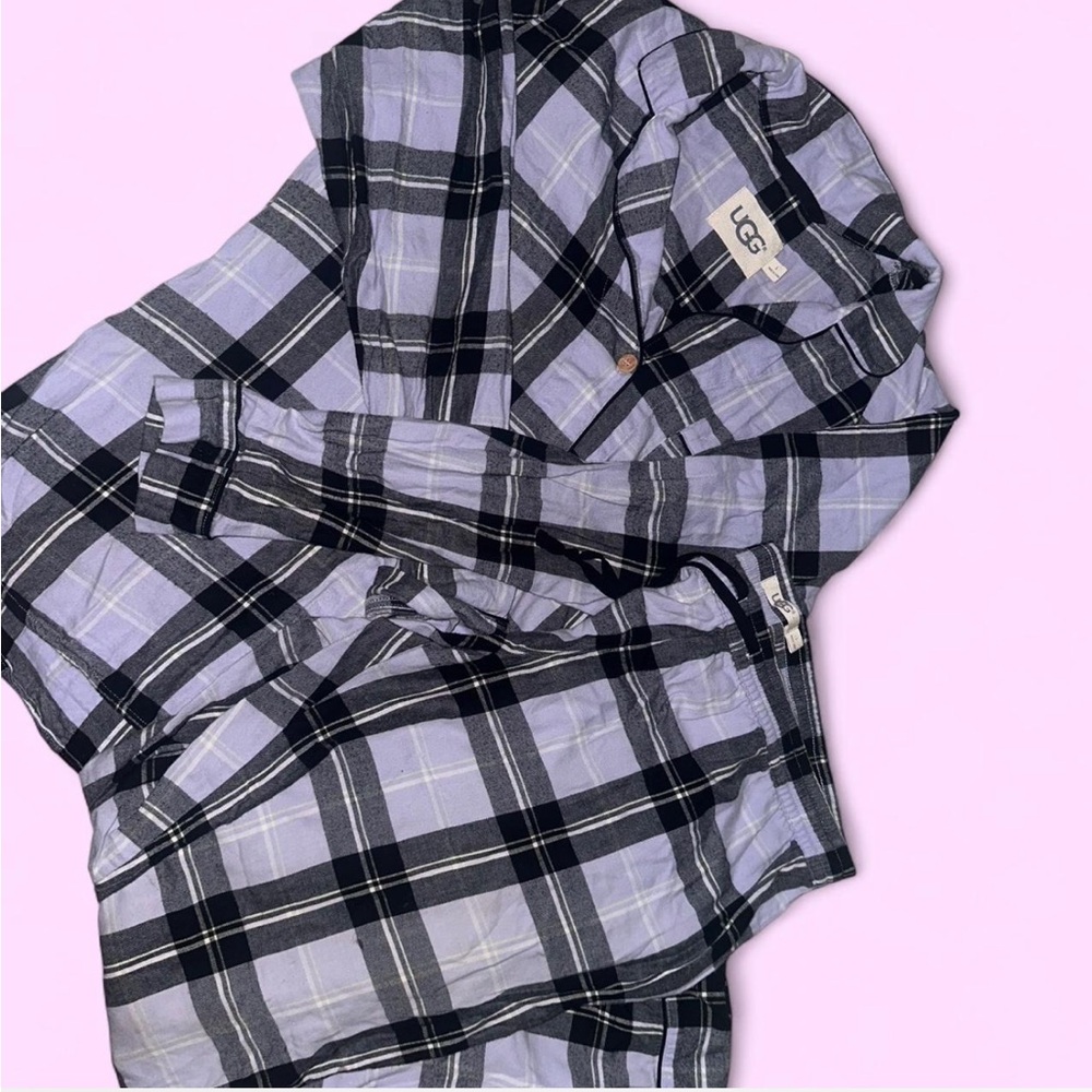 UGG- lavender plaid button down pajama set